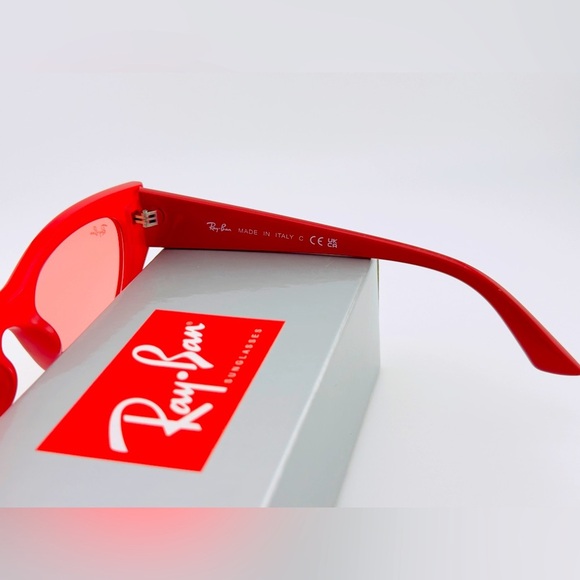 Ray-Ban Zena Sunglasses RB4430 Polished Red Cherry Frame with Pink Lenses Unisex - Picture 12 of 15